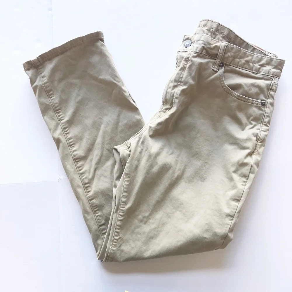 American Eagle Pants Mens 36x32 Flex Original Straight Khaki Tan Chino Jeans
